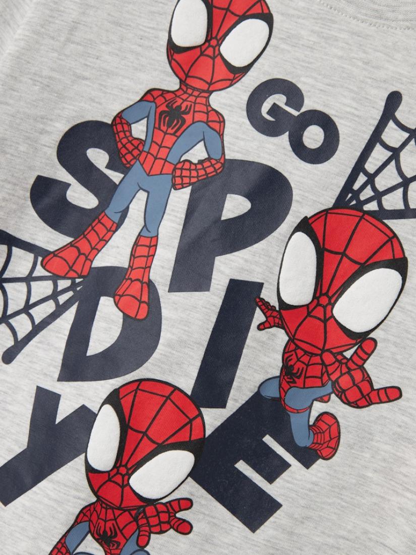 Μπλούζα κοντομάνικη αγόρι "Go spidey" γκρι μελανζέ