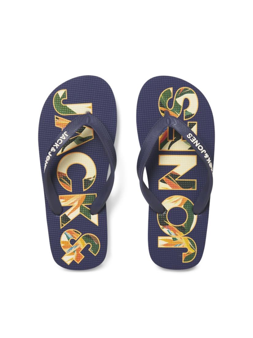 Σαγιονάρες flip flop αγόρι "Palm print" μπλε (medieval)