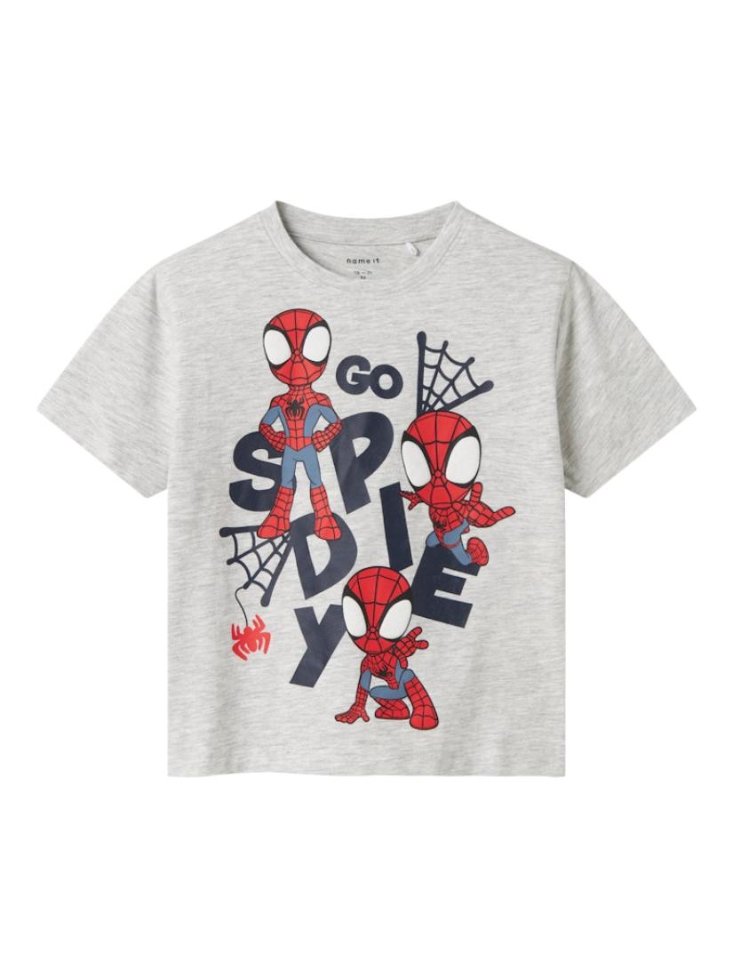 Μπλούζα κοντομάνικη αγόρι "Go spidey" γκρι μελανζέ