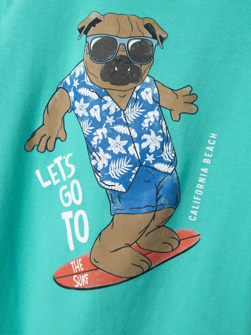 Μπλούζα κοντομάνικη αγόρι "Let’s Go to the Surf" τιρκουάζ