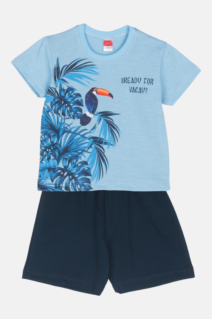 Σετ βερμούδα αγόρι "Ready for Vacay" γαλάζιο