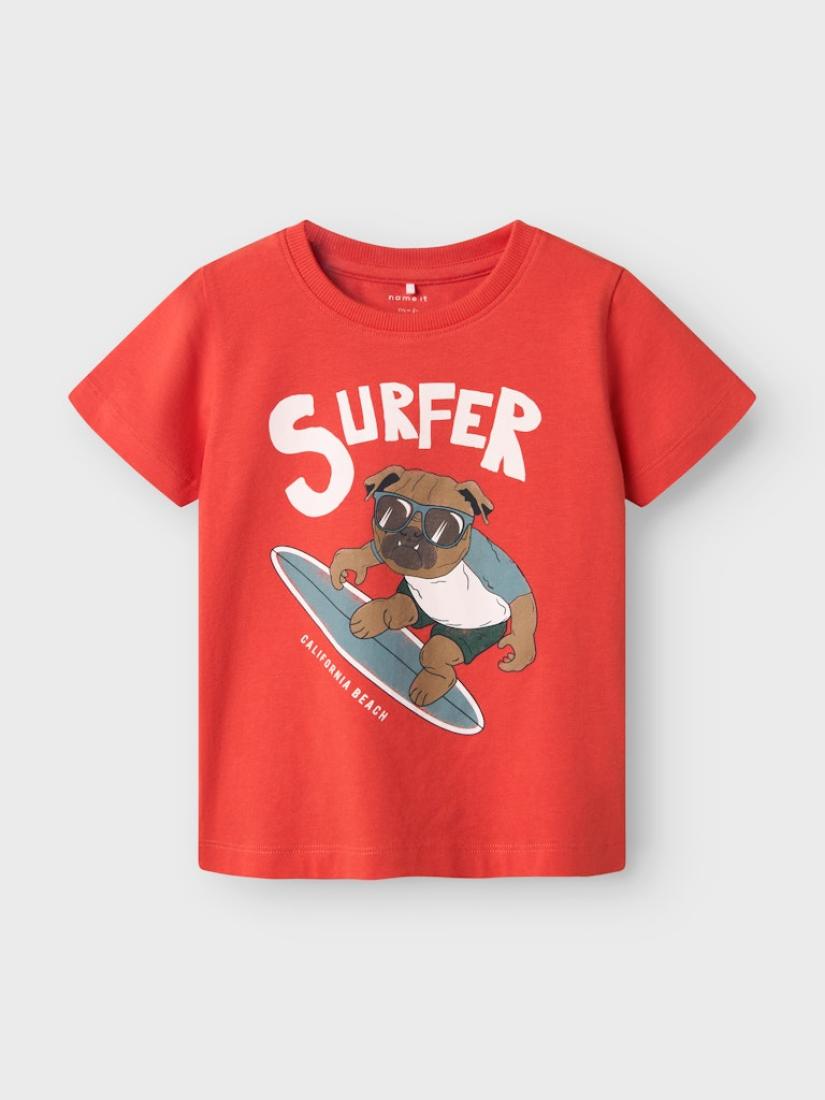 Μπλούζα κοντομάνικη αγόρι "Surfer" κόκκινη