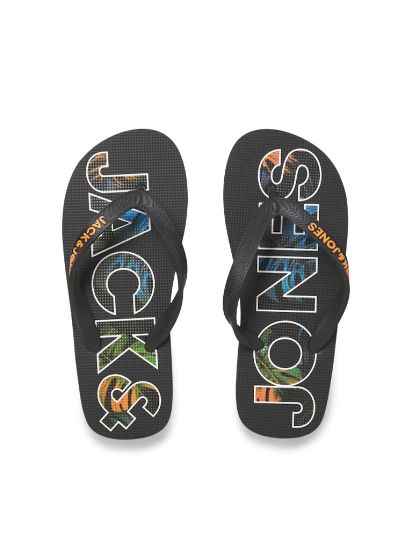 Σαγιονάρες flip flop αγόρι "Palm print" μαύρες 