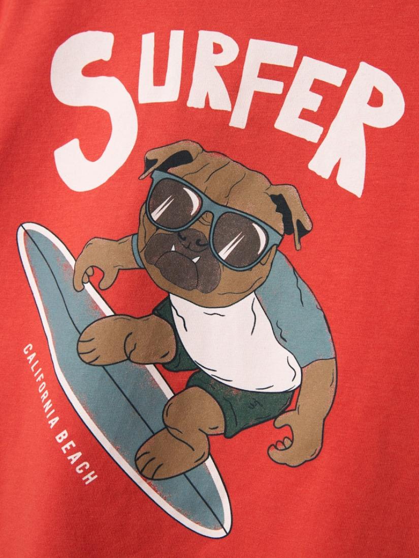 Μπλούζα κοντομάνικη αγόρι "Surfer" κόκκινη