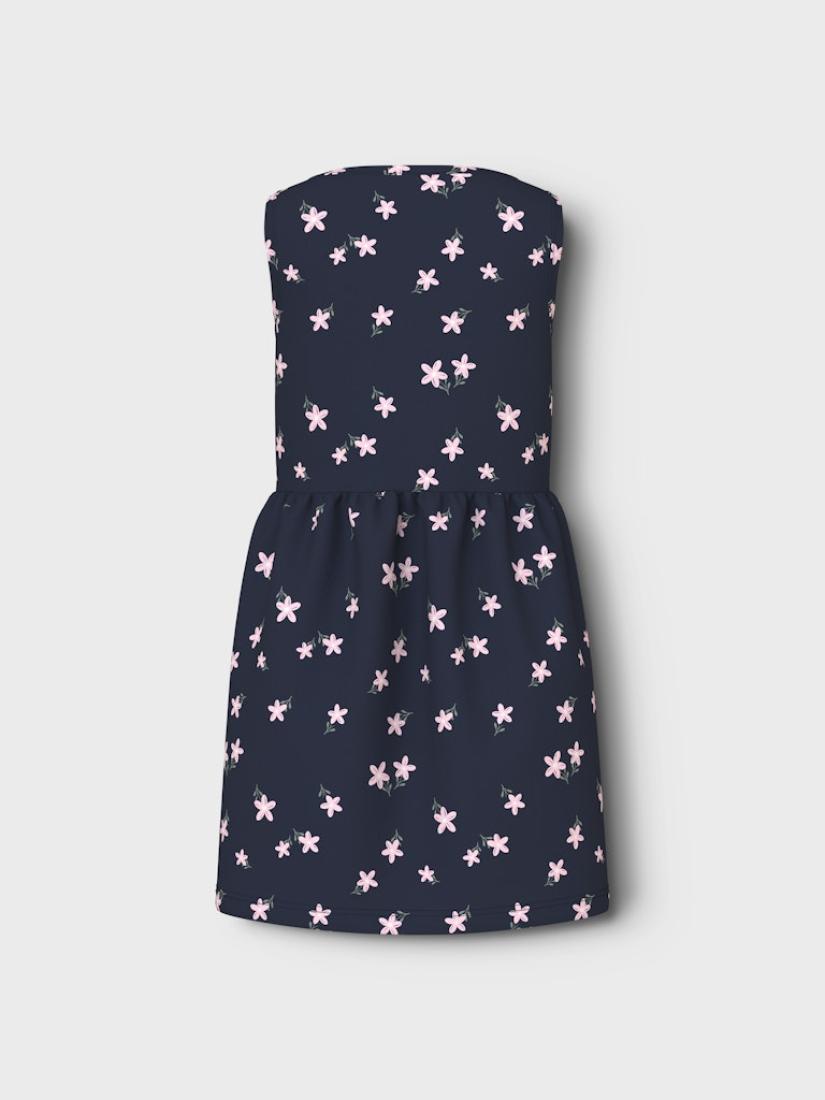Φόρεμα μακό αμάνικο "Navy flowers" μπλε