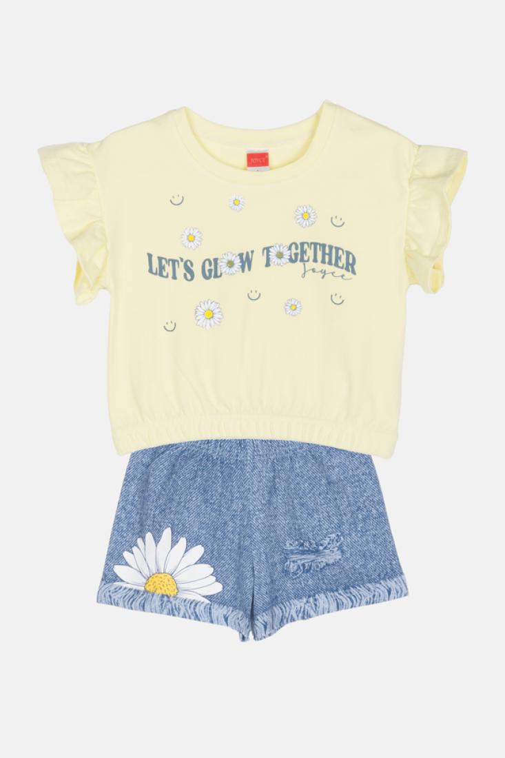 Σετ σορτς κορίτσι "Let’s Glow Together" κίτρινο