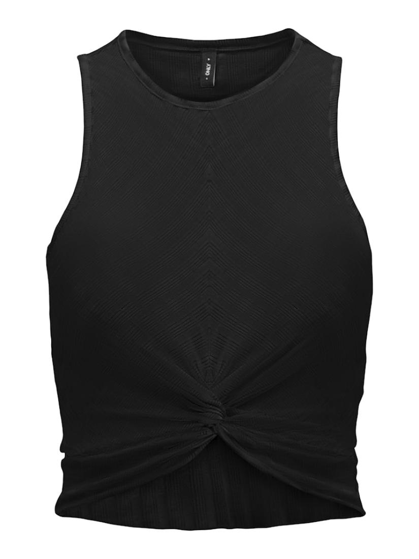 Μπλούζα αμάνικη γυναικεία crop top "Sandy" μαύρη