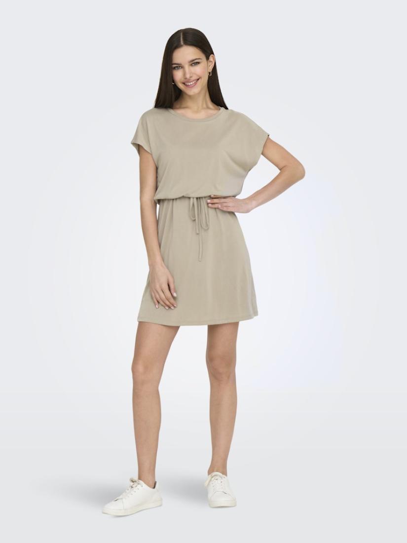 Φόρεμα κοντομάνικο γυναικείο "Hannah" μπεζ (feather gray)