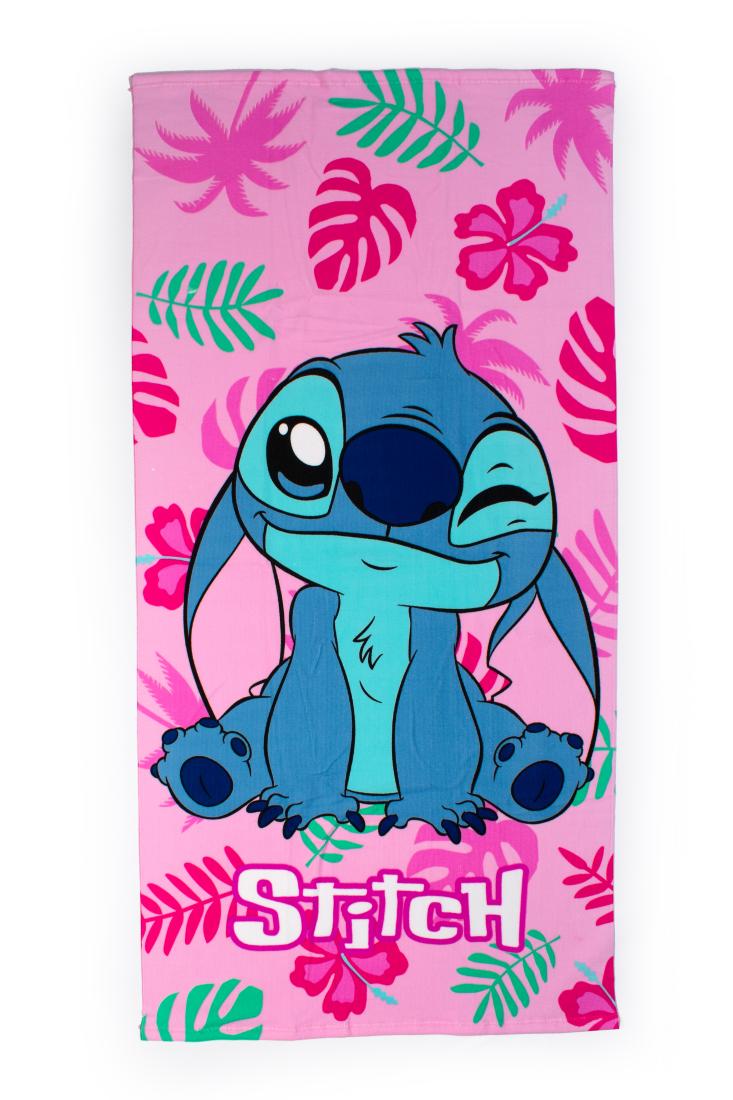 Πετσέτα θαλάσσης κορίτσι "Stitch tropical" ροζ  70x140
