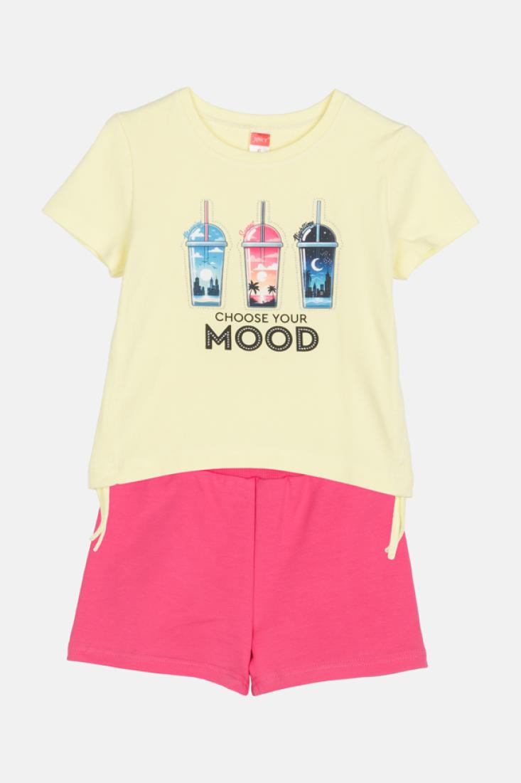 Σετ σορτς κορίτσι "Choose your mood" κίτρινο