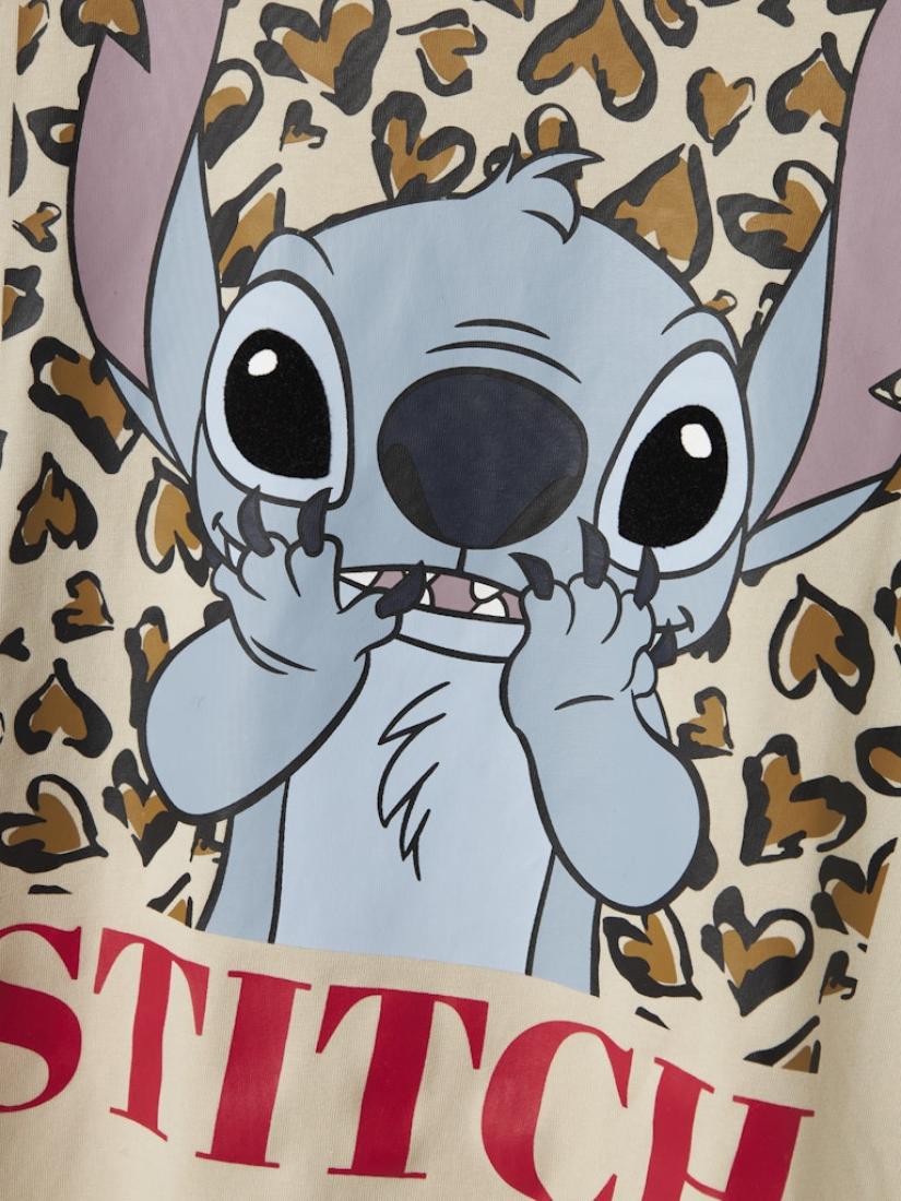 Μπλούζα κοντομάνικη κορίτσι "Stitch animal print" μπεζ