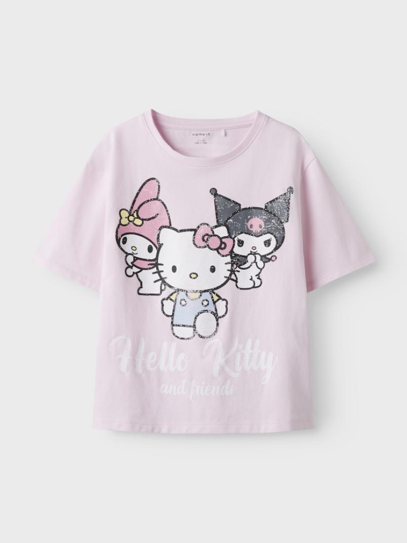 Μπλούζα κοντομάνικη κορίτσι "Hello Kitty and Friends" ροζ