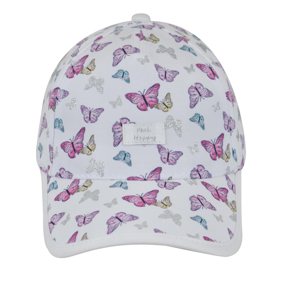  Καπέλο jockey κορίτσι "Butterflies" λευκό