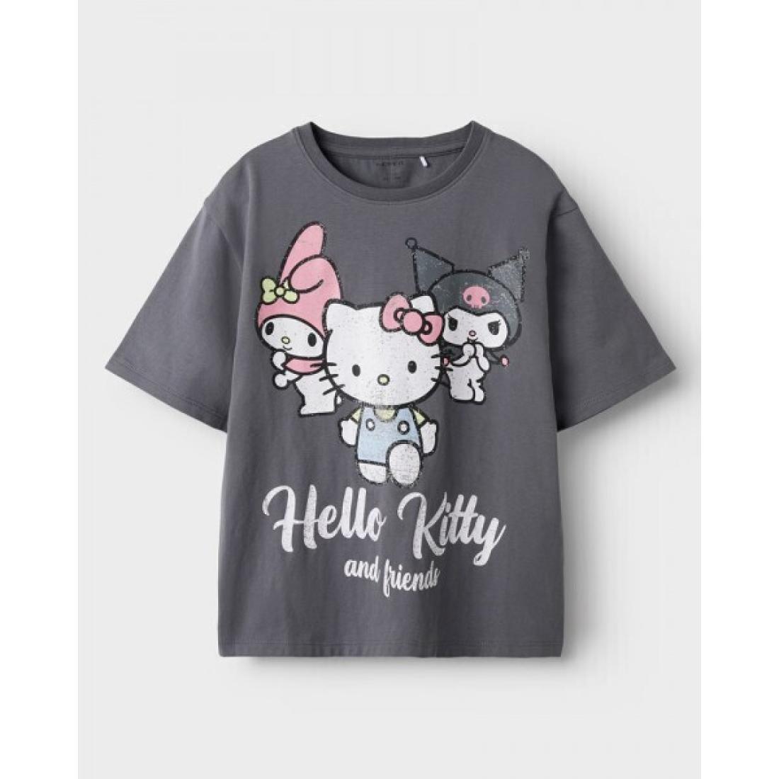 Μπλούζα κοντομάνικη κορίτσι "Hello Kitty and Friends" γκρι