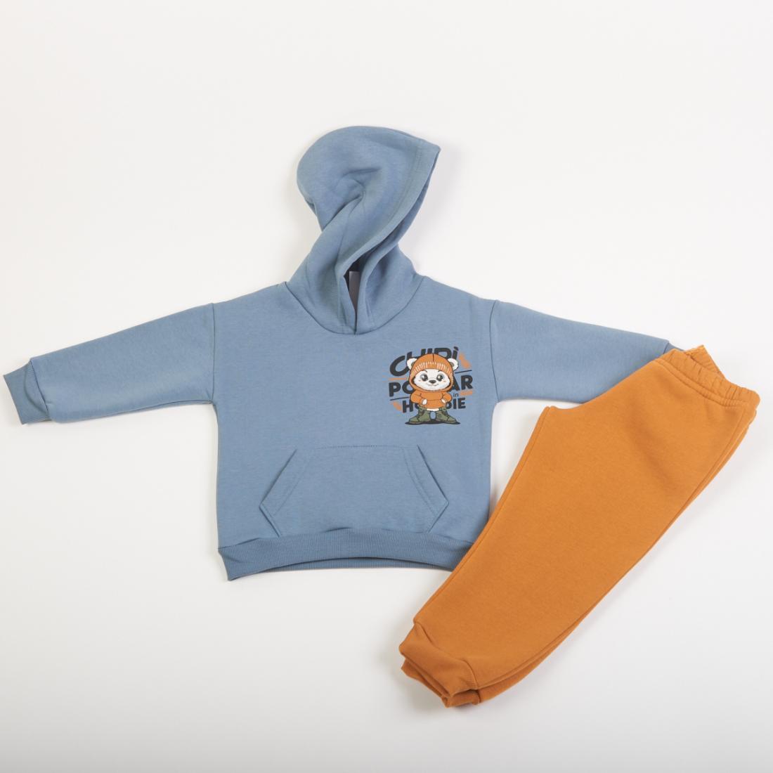 Σετ φόρμας αγόρι "Polar in the hoodie" γαλάζιο