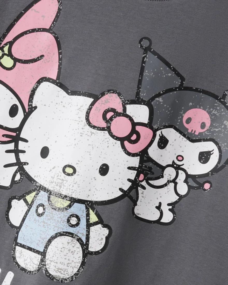 Μπλούζα κοντομάνικη κορίτσι "Hello Kitty and Friends" γκρι
