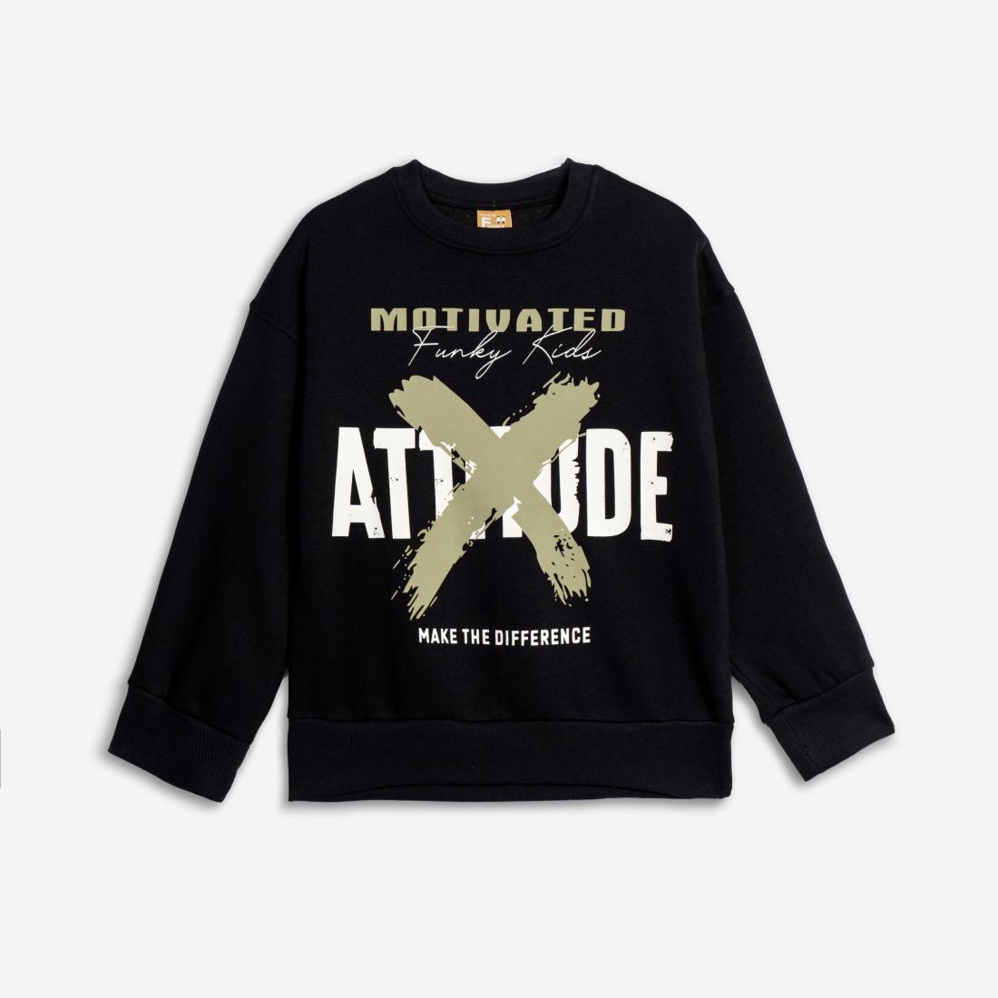 Μπλούζα φόύτερ αγόρι "Attitude" μαύρη