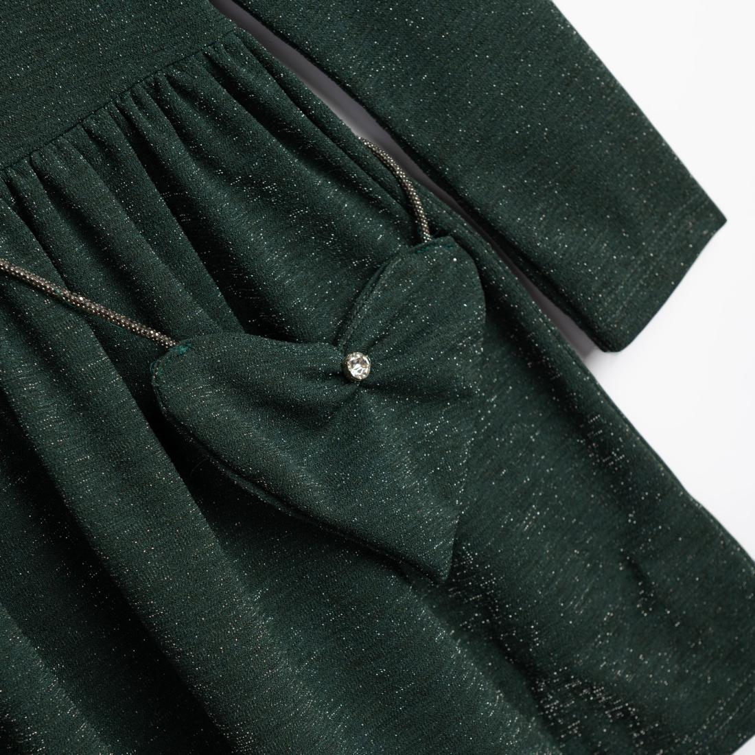 Φόρεμα λαμπερό με τσαντάκι κορίτσι "Green sparkle" πράσινο