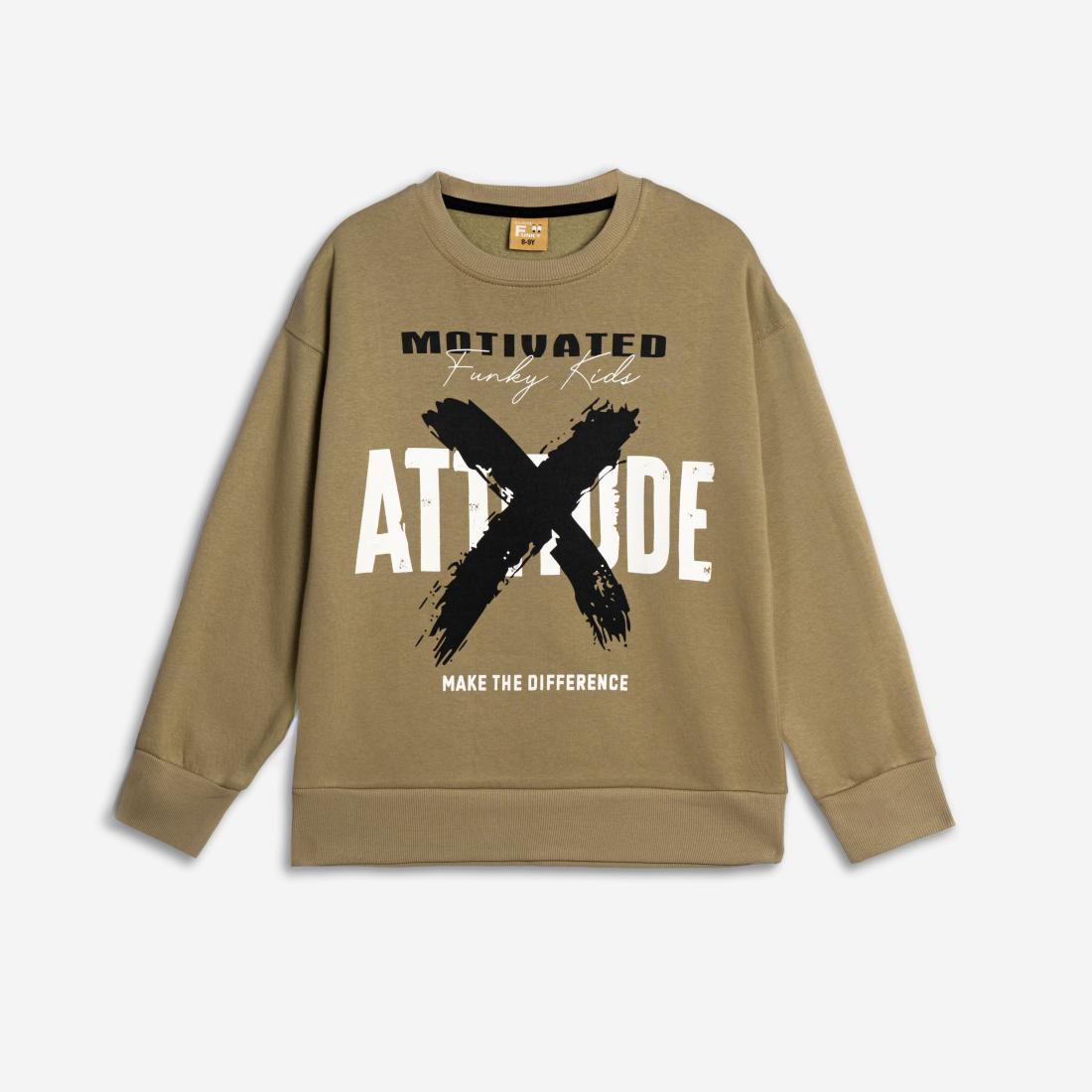 Μπλούζα φόύτερ αγόρι "Attitude" χακί