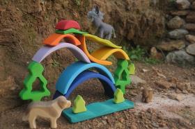 Open type and stacking wooden toys