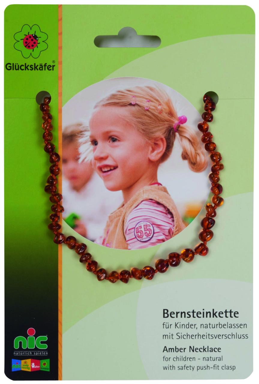 Amber necklace 36-38 cm in honey color, Glückskäfer®