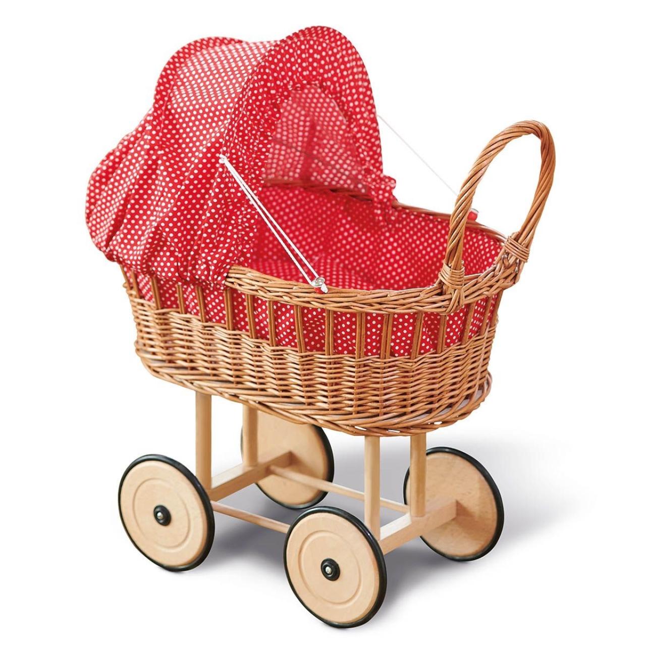 Wicker stroller with cloth and Glückskäfer® bedding