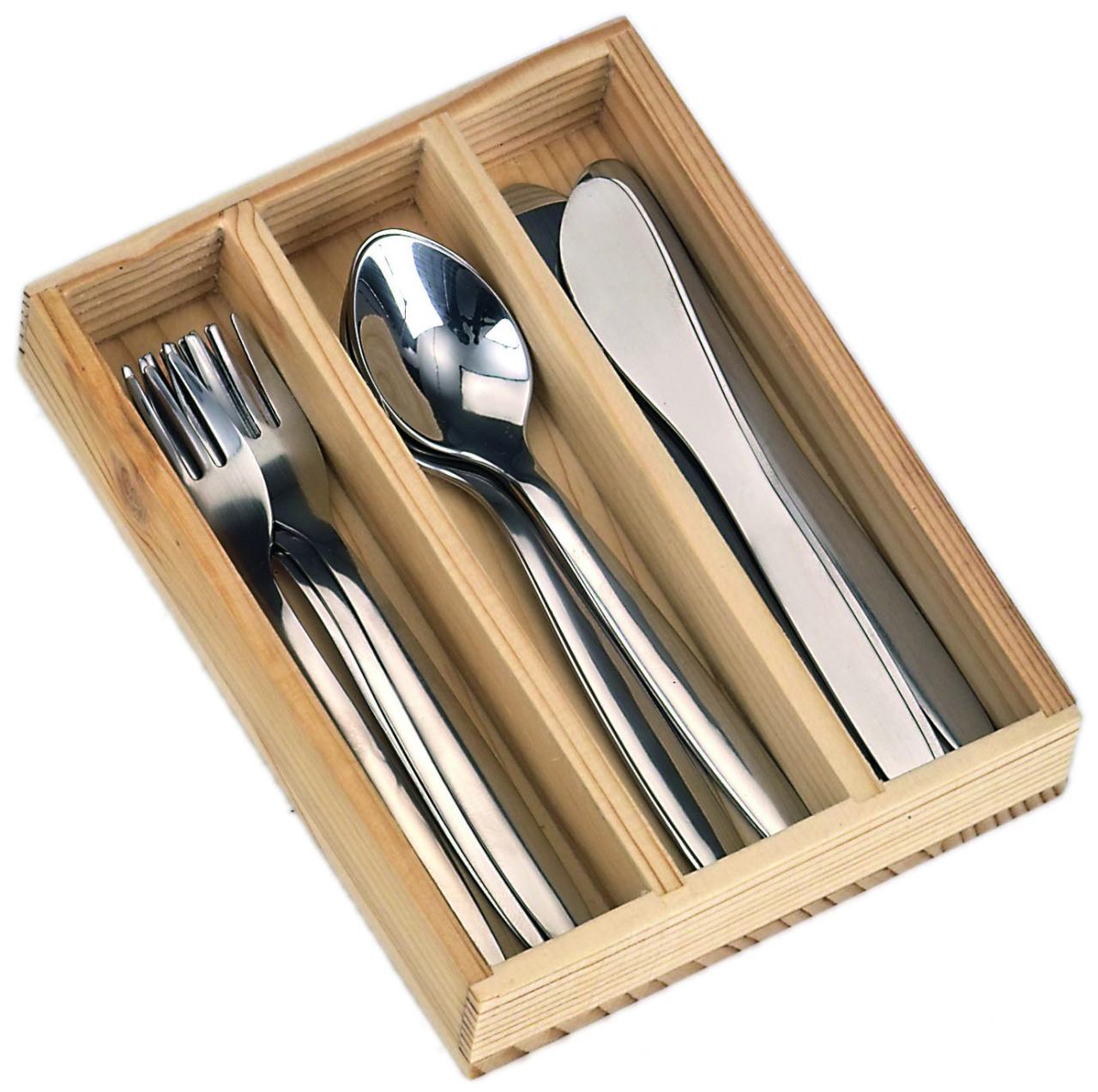 Stainless steel cutlery, 12 pieces in wooden box