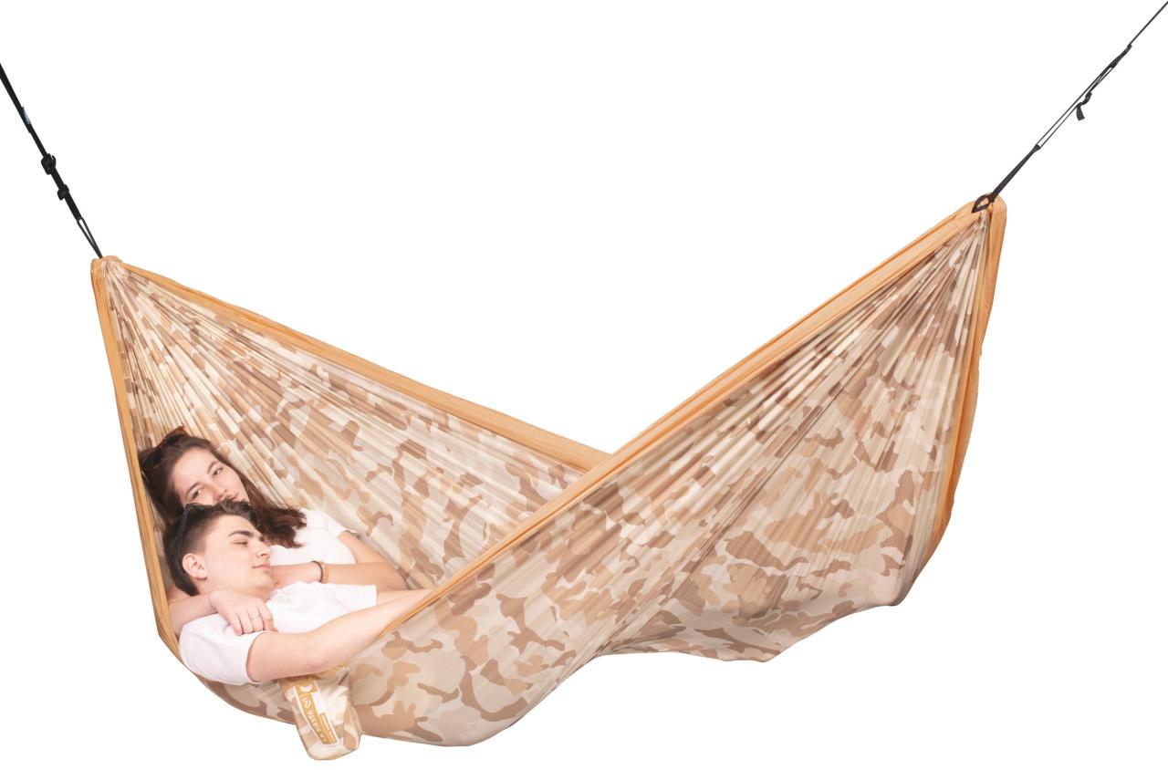 LA SIESTA® Colibri 3.0 Camo Sahara - Double Travel Hammock with Suspension