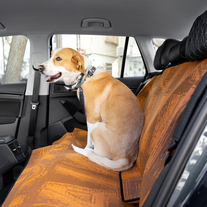 Dog Car Cover - Denim Fabric - Orange