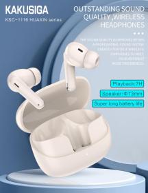 KAKUSIGA earphones με θήκη φόρτισης KSC-1116, True Wireless, 13mm, 40/320mAh, λευκά