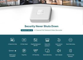 TP-LINK NVR καταγραφικό VIGI NVR1104H-4P, 8MP, 4 κανάλια PoE+, Ver. 1.0