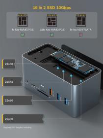 CABLETIME docking station DOCK162-AG2 15 θύρες, M.2 NVME, 4K 100W, γκρι