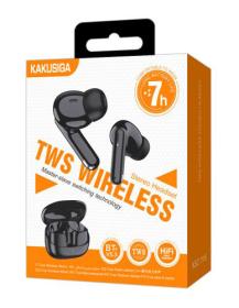 KAKUSIGA earphones με θήκη φόρτισης KSC-1116, True Wireless, 13mm, 40/320mAh, μαύρα