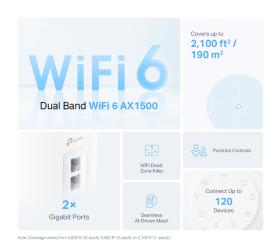 TP-LINK Home Mesh Wi-Fi System Deco X10, 1500Mbps AX1500, Ver. 1.0, 2τμχ