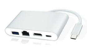 POWERTECH docking station PTH-085, 4 θυρών, USB-C, 100W PD, 4K, γκρι