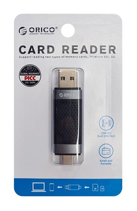 ORICO card reader CD2D-AC2 για SD & Micro SD, USB-C & USB, μαύρο