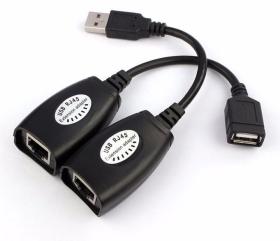 POWERTECH USB extender CAB-N098 μέσω καλωδίου RJ45, μαύρο