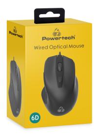 POWERTECH ενσύρματο ποντίκι PT-1252, οπτικό, 1600DPI, μαύρο