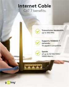 GOOBAY καλώδιο δικτύου 91581, CAT 7 S/FTP, copper, 500MHz, 0.50m, μαύρο