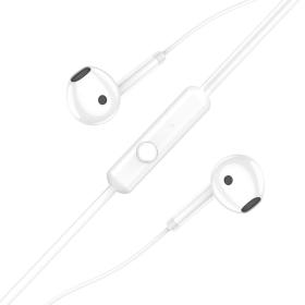 KAKUSIGA earphones με μικρόφωνο KSC-1301, 3.5mm σύνδεση, 14mm, 1.1m, λευκά