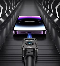 USAMS καλώδιο Lightning σε USB-C US-SJ685, 30W, 480Mbps, 1.2m, μαύρο