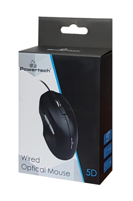 POWERTECH ενσύρματο ποντίκι PT-851, 1600DPI, USB, μαύρο