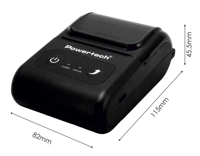 POWERTECH φορητός θερμικός εκτυπωτής αποδείξεων PT-1508, USB-C/Bluetooth, μαύρος