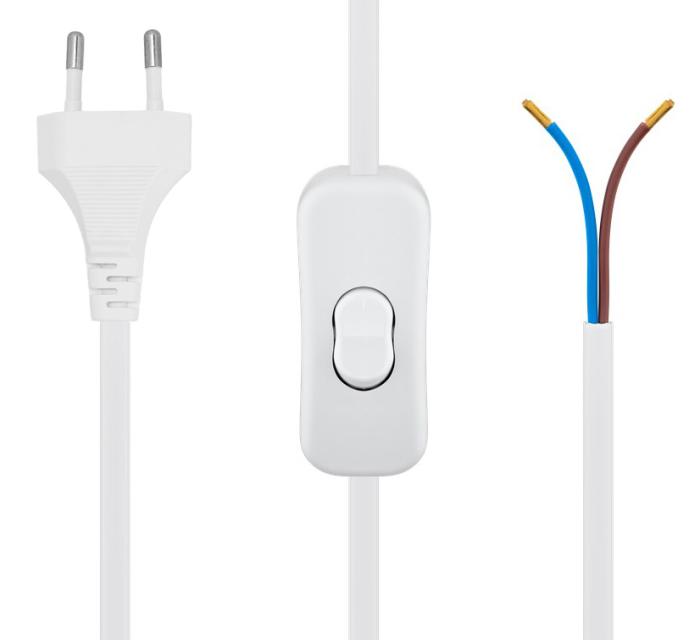 POWERTECH καλώδιο τροφοδοσίας CAB-P041 με διακόπτη, 2x 0.75mm², 1.5m, λευκό