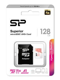 SILICON POWER κάρτα μνήμης microSDXC Superior, 128GB, C10 UHS-I U3 A1 V30