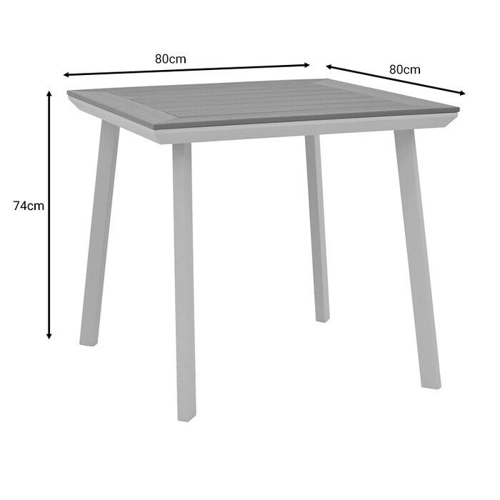 Τραπέζι Synergy  αλουμίνιο λευκό-plywood φυσικό 80x80x74εκ