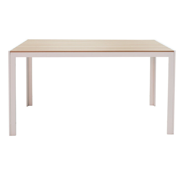 Τραπέζι Nares αλουμίνιο λευκό-plywood φυσικό 140x80x72.5εκ