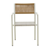 Τραπεζαρία Savor-Kliton σετ 3τεμ  λευκό αλουμίνιο και rattan σε φυσικό χρώμα 80x80x74εκ