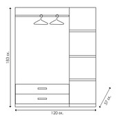 Ντουλάπα ρούχων τρίφυλλη OLYMPUS  χρώμα wenge 120x57x183εκ