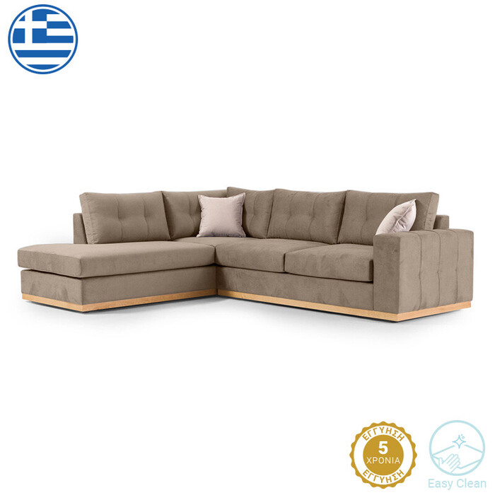 Γωνιακός καναπές δεξιά γωνία Boston  ύφασμα mocha-cream 280x225x90εκ